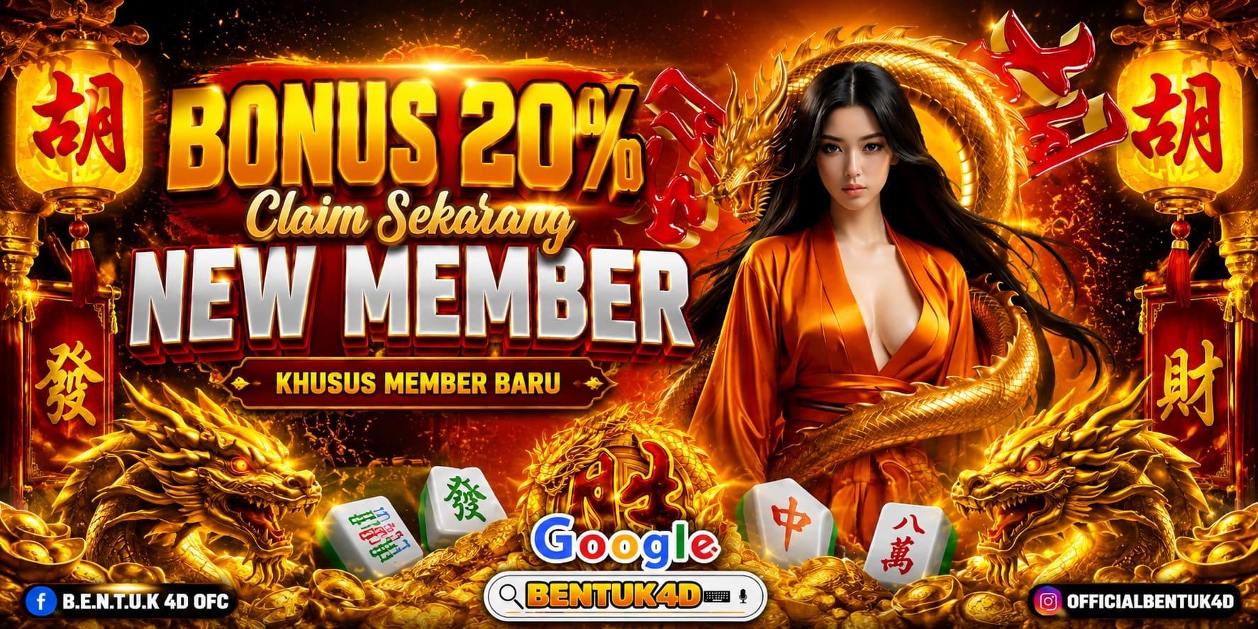 Bonus New Member 20% BENTUK4D Claim Sekarang